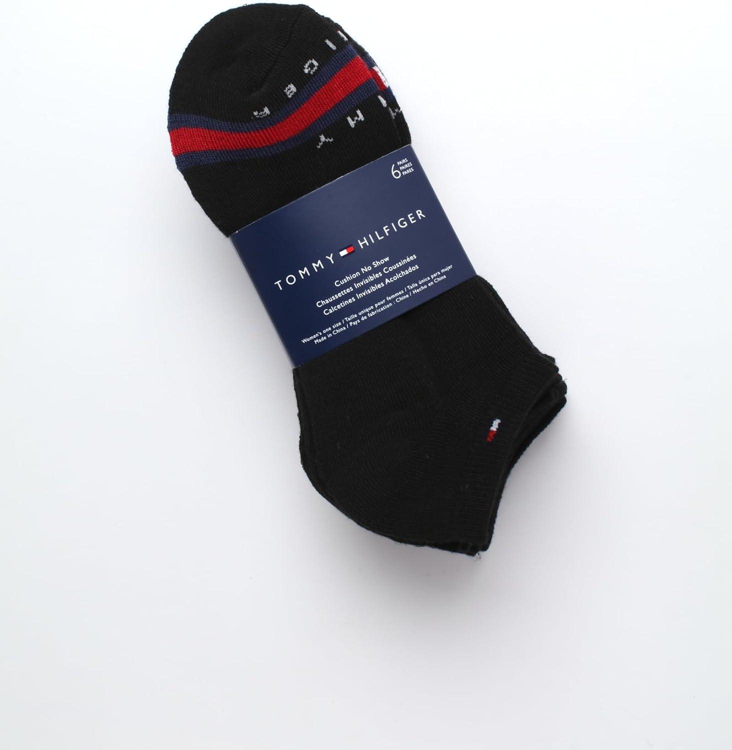 imageTommy Hilfiger Womens Low Cut Socks 6 Pack Performance Cushioned Comfort No Show Socks Athletic Socks for Women 410Black Multi