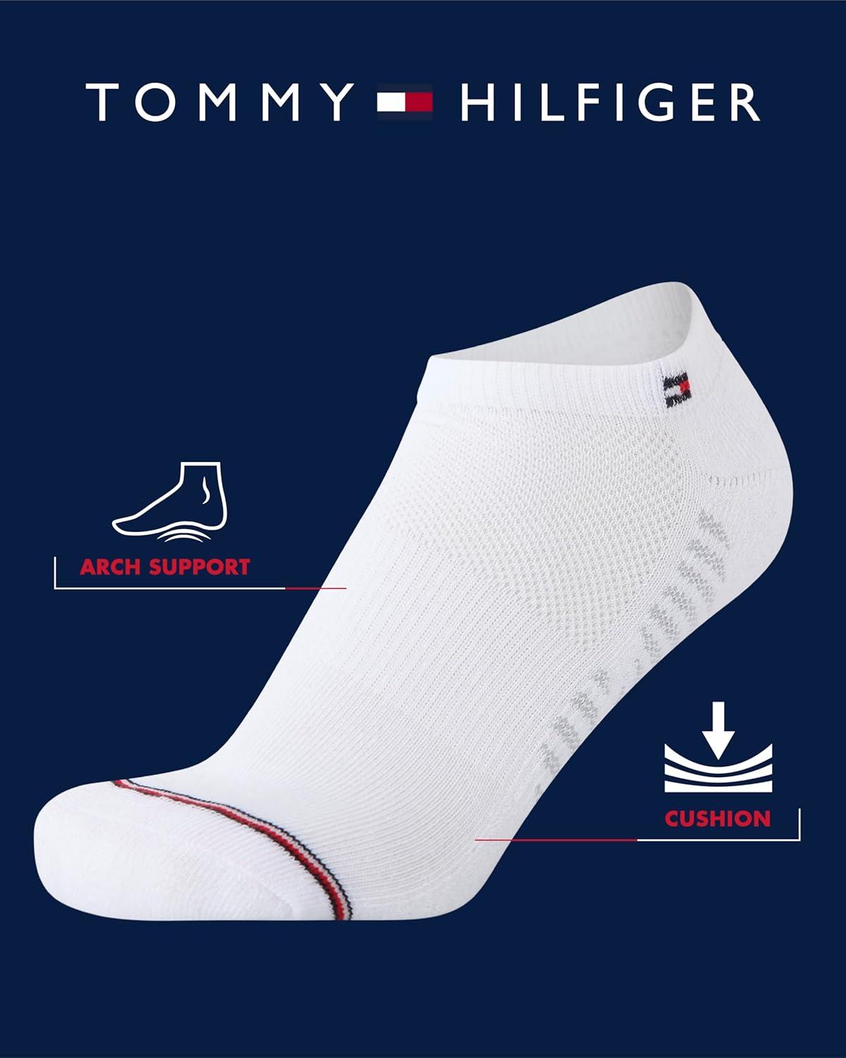 imageTommy Hilfiger Womens Low Cut Socks 6 Pack Performance Cushioned Comfort No Show Socks Athletic Socks for Women 410Black Stripe