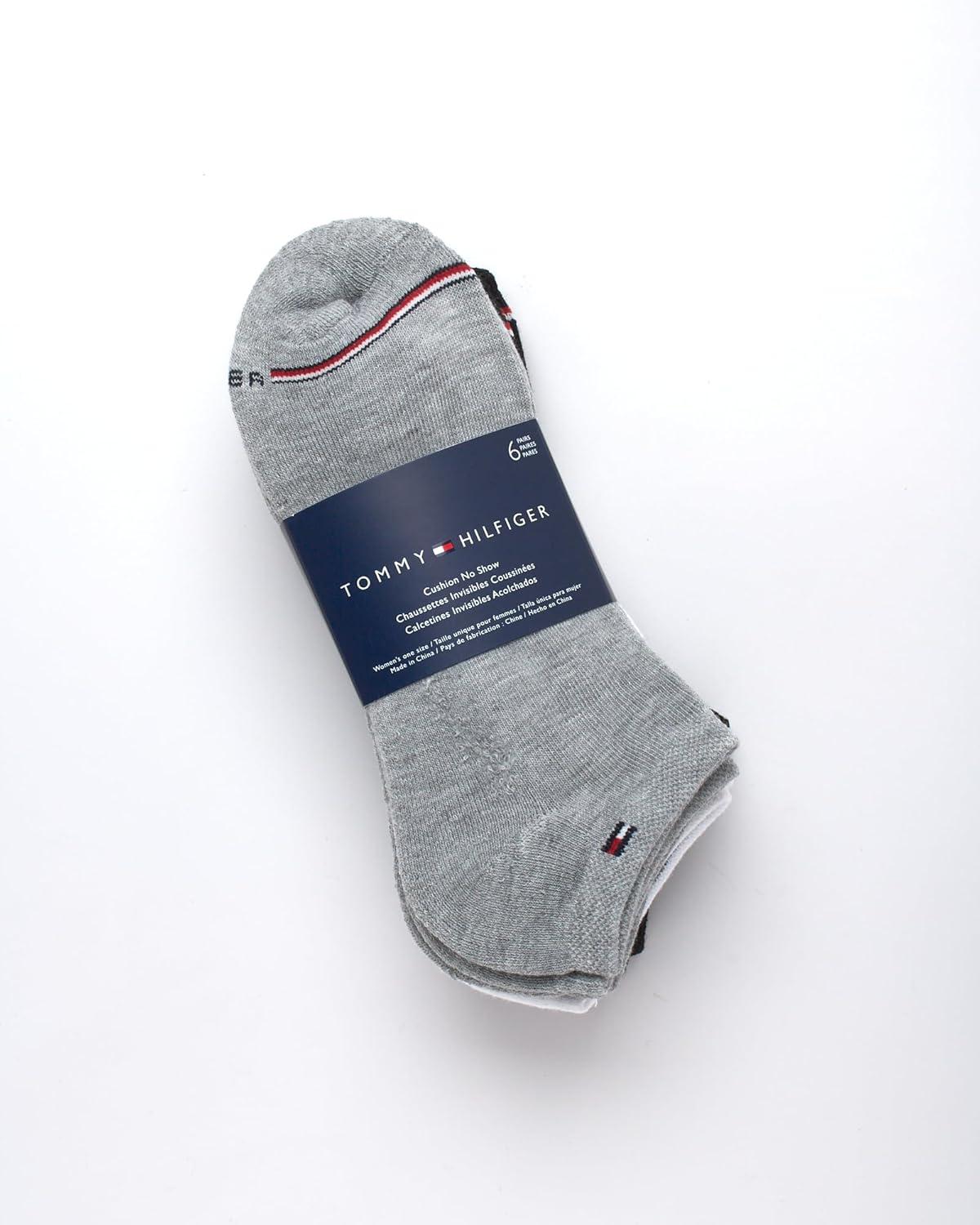 imageTommy Hilfiger Womens Low Cut Socks 6 Pack Performance Cushioned Comfort No Show Socks Athletic Socks for Women 410Heather Grey