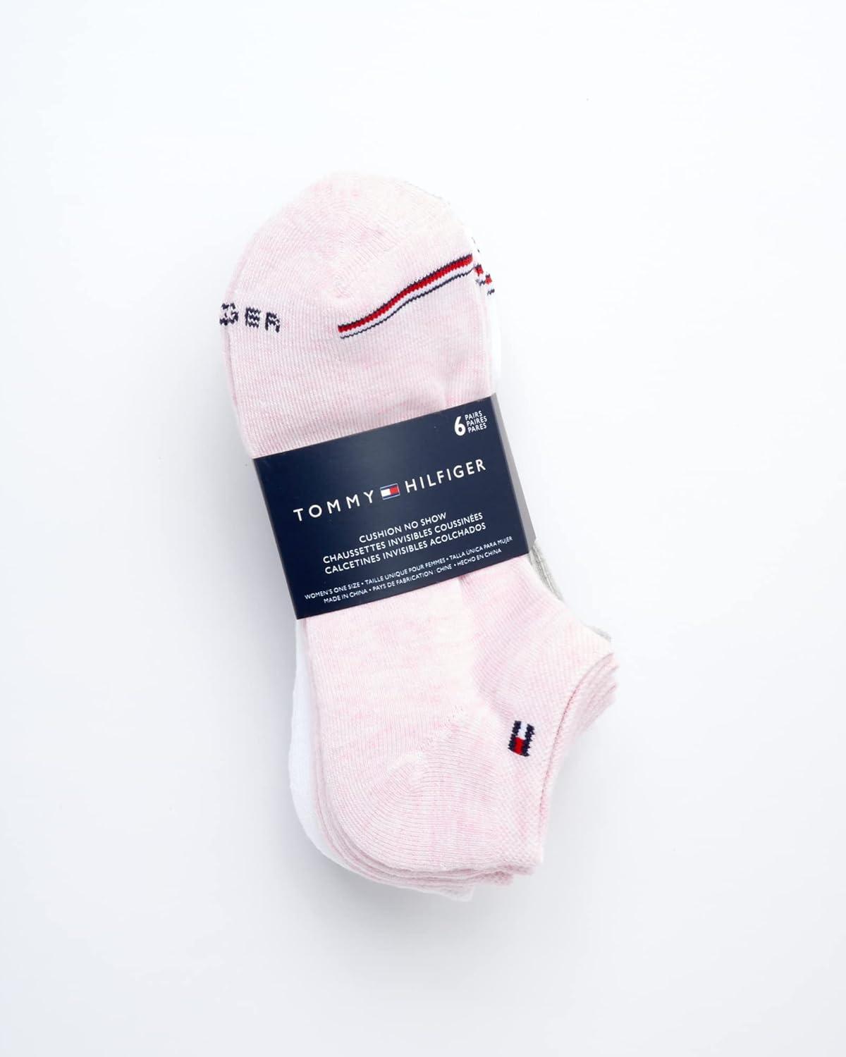 imageTommy Hilfiger Womens Low Cut Socks 6 Pack Performance Cushioned Comfort No Show Socks Athletic Socks for Women 410Pink Multi
