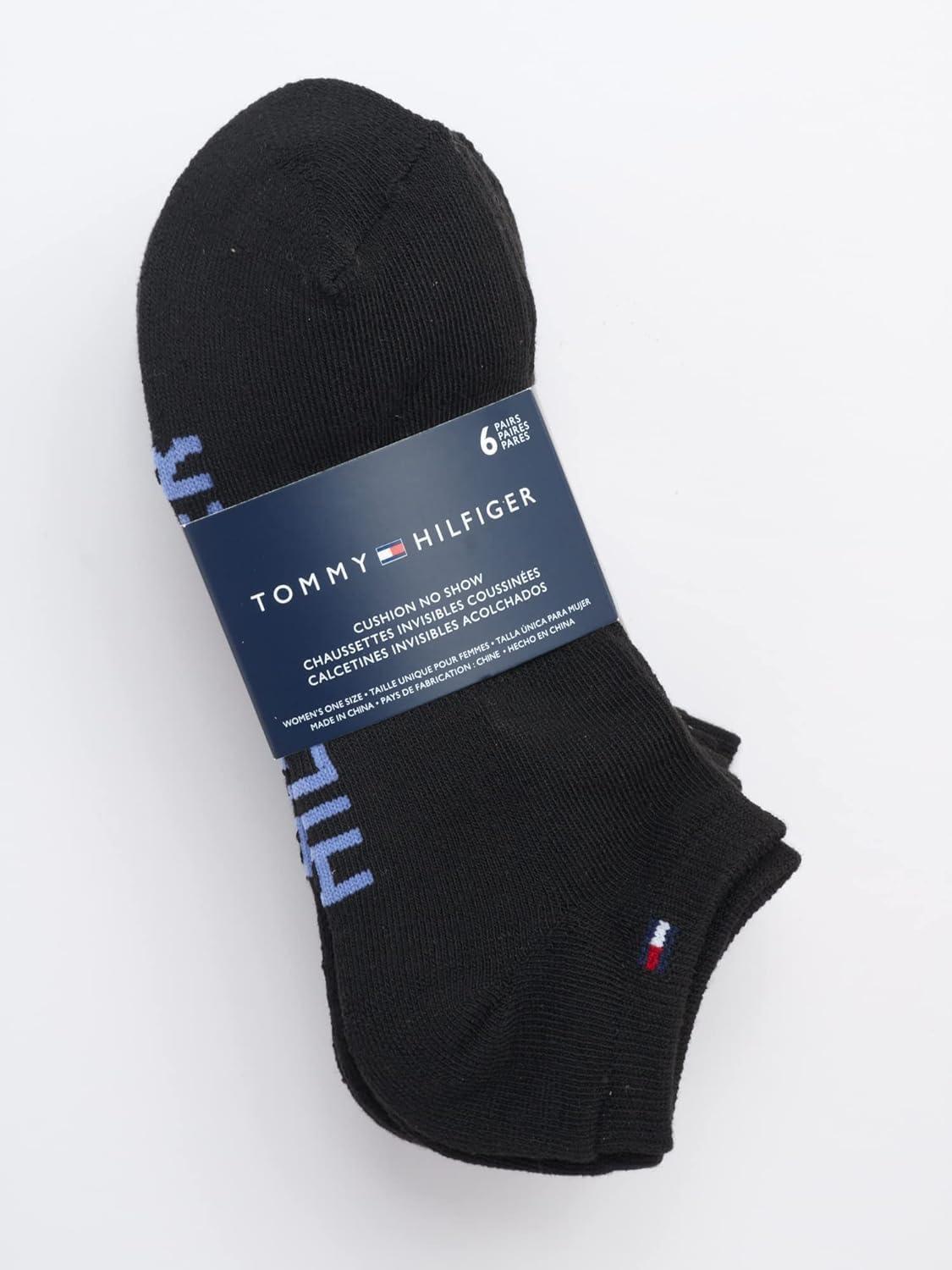 imageTommy Hilfiger Womens No Show Socks 12 Pack Lightweight Athletic Performance Cushioned Low Cut Running Socks for WomenBlack Logo