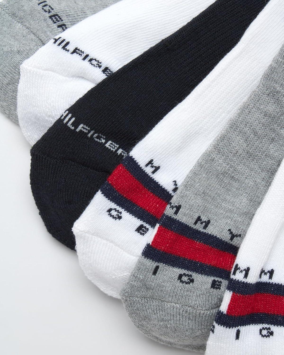 imageTommy Hilfiger Womens No Show Socks 12 Pack Lightweight Athletic Performance Cushioned Low Cut Running Socks for WomenBlueWhiteGrey