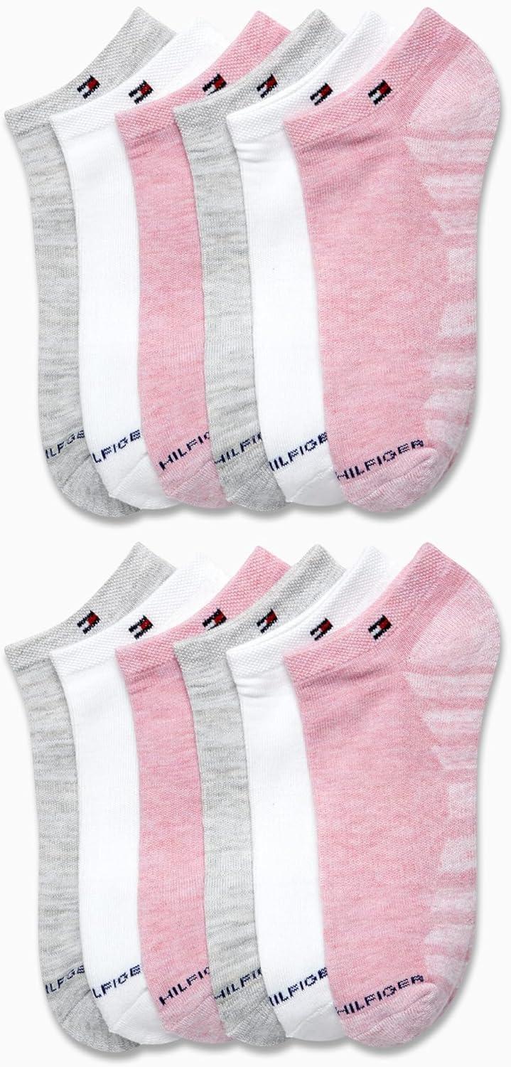 imageTommy Hilfiger Womens No Show Socks 12 Pack Lightweight Athletic Performance Cushioned Low Cut Running Socks for WomenPink