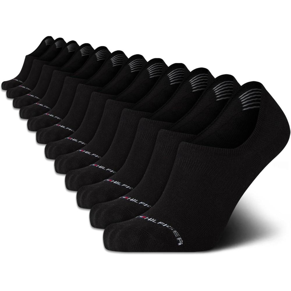 imageTommy Hilfiger Womens Liner Socks 12 Pack Cotton Blend Lightweight Performance No Show Shoe Sock Liners for WomenBlack