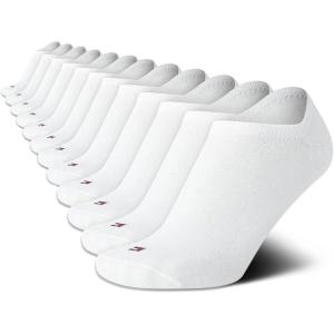 Tommy Hilfiger Womens Liner Socks – 12 Pack Cotton Blend Lightweight Performance No Show Shoe Sock Liners for Women(White)