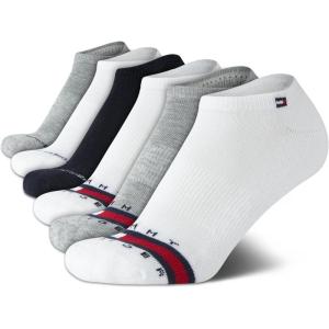 Tommy Hilfiger Women’s Low Cut Socks – 6 Pack Performance Cushioned Comfort No Show Socks – Athletic Socks for Women (4-10)(Blue/White/Grey)
