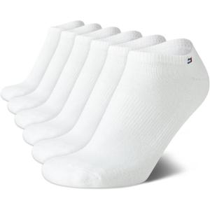 Tommy Hilfiger Women’s Low Cut Socks – 6 Pack Performance Cushioned Comfort No Show Socks – Athletic Socks for Women (4-10)(White Logo)