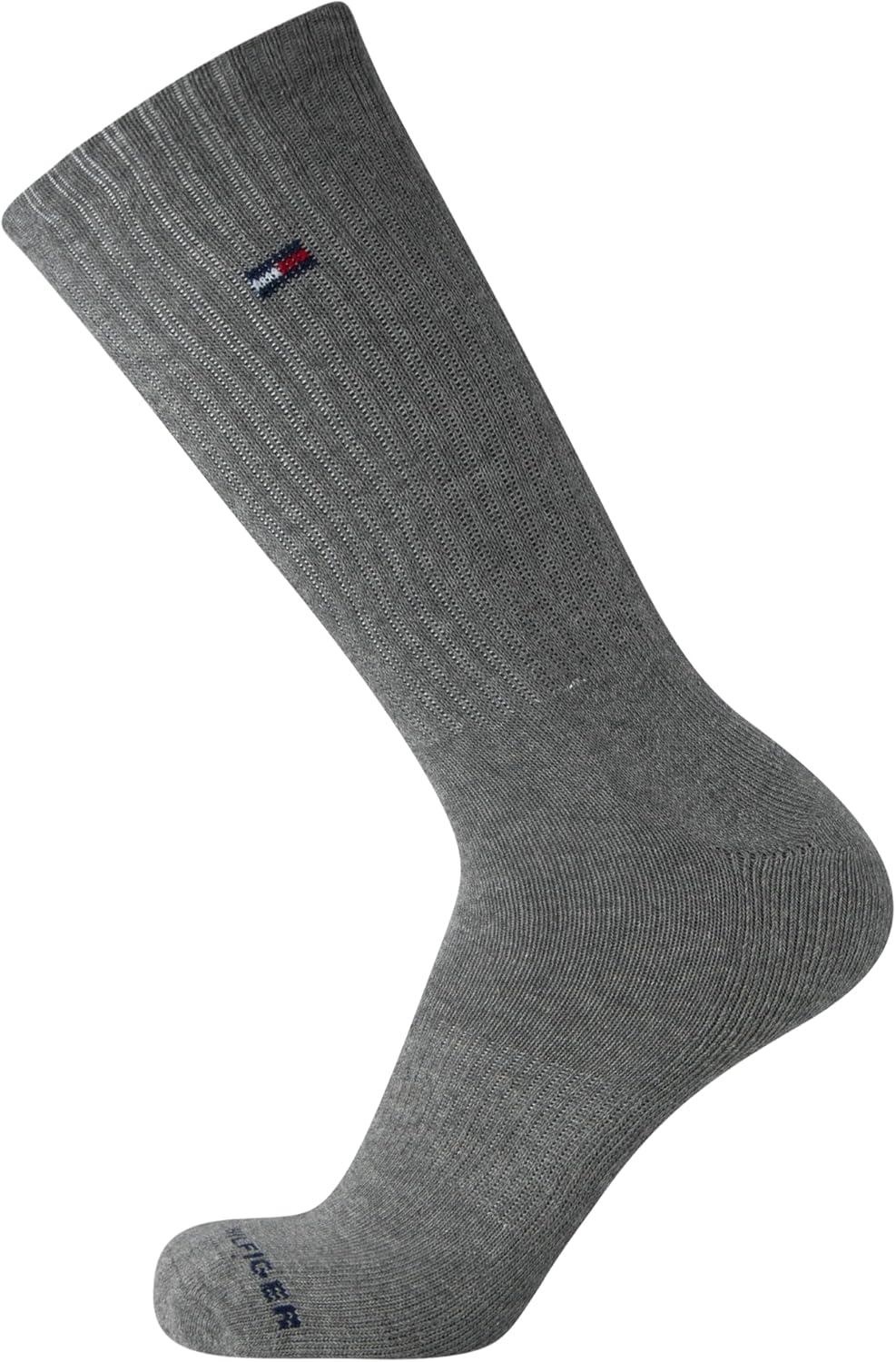 imageTommy Hilfiger Mens Crew Socks 12 Pack Cotton Blend Cushioned Athletic Performance Crew Length Running Socks for MenBlack Grey Assorted