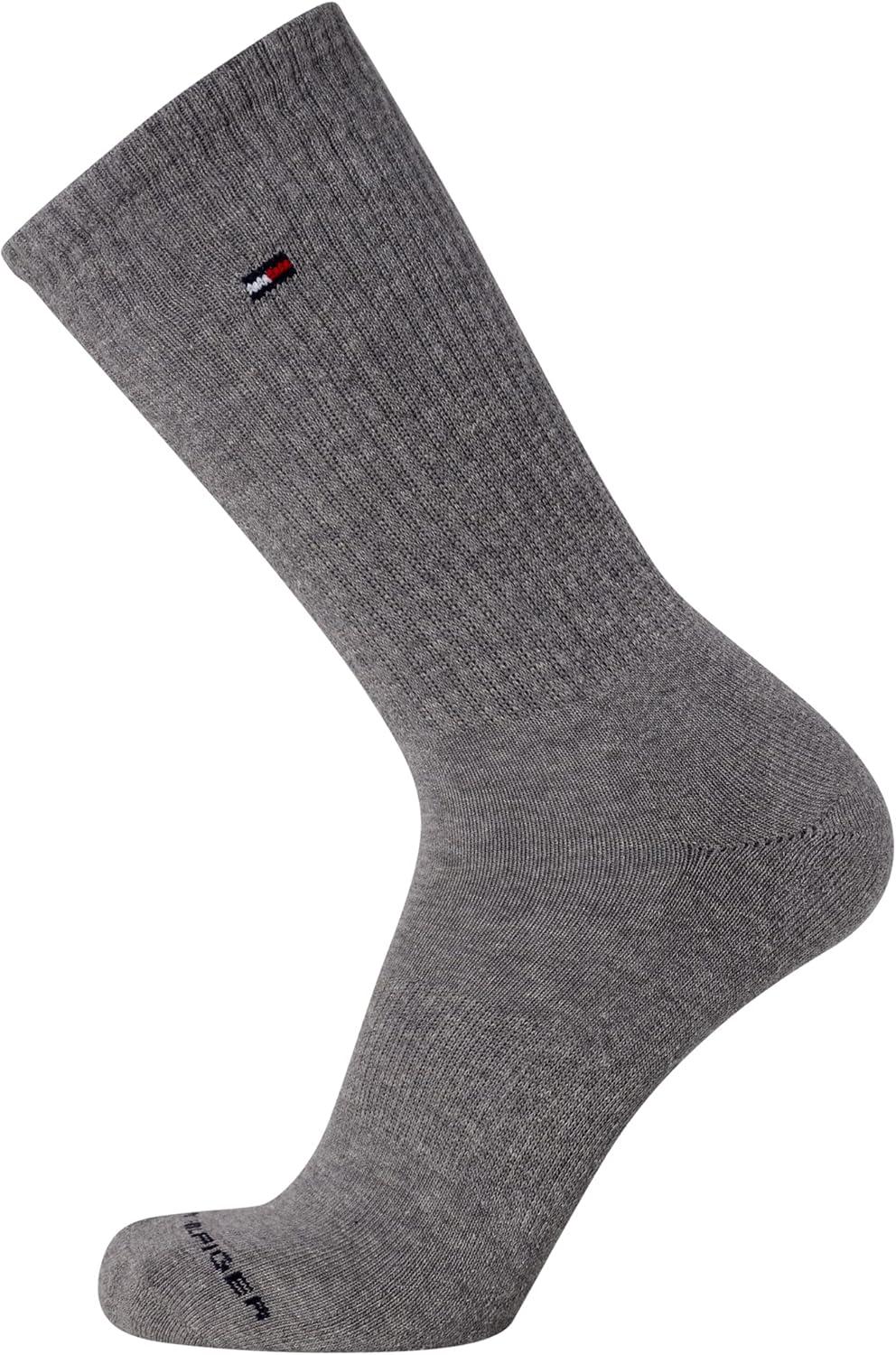 imageTommy Hilfiger Mens Crew Socks 12 Pack Cotton Blend Cushioned Athletic Performance Crew Length Running Socks for MenGrey Assorted