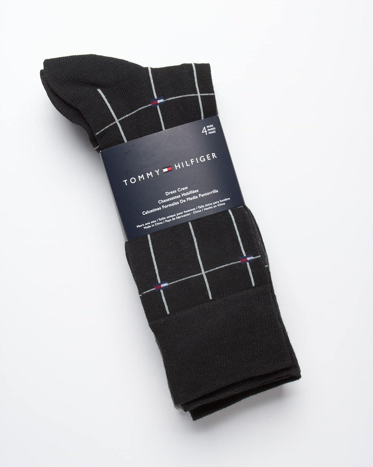 imageTommy Hilfiger Mens Reinforced Heel Cotton Dress Socks 4PackBlackGrey