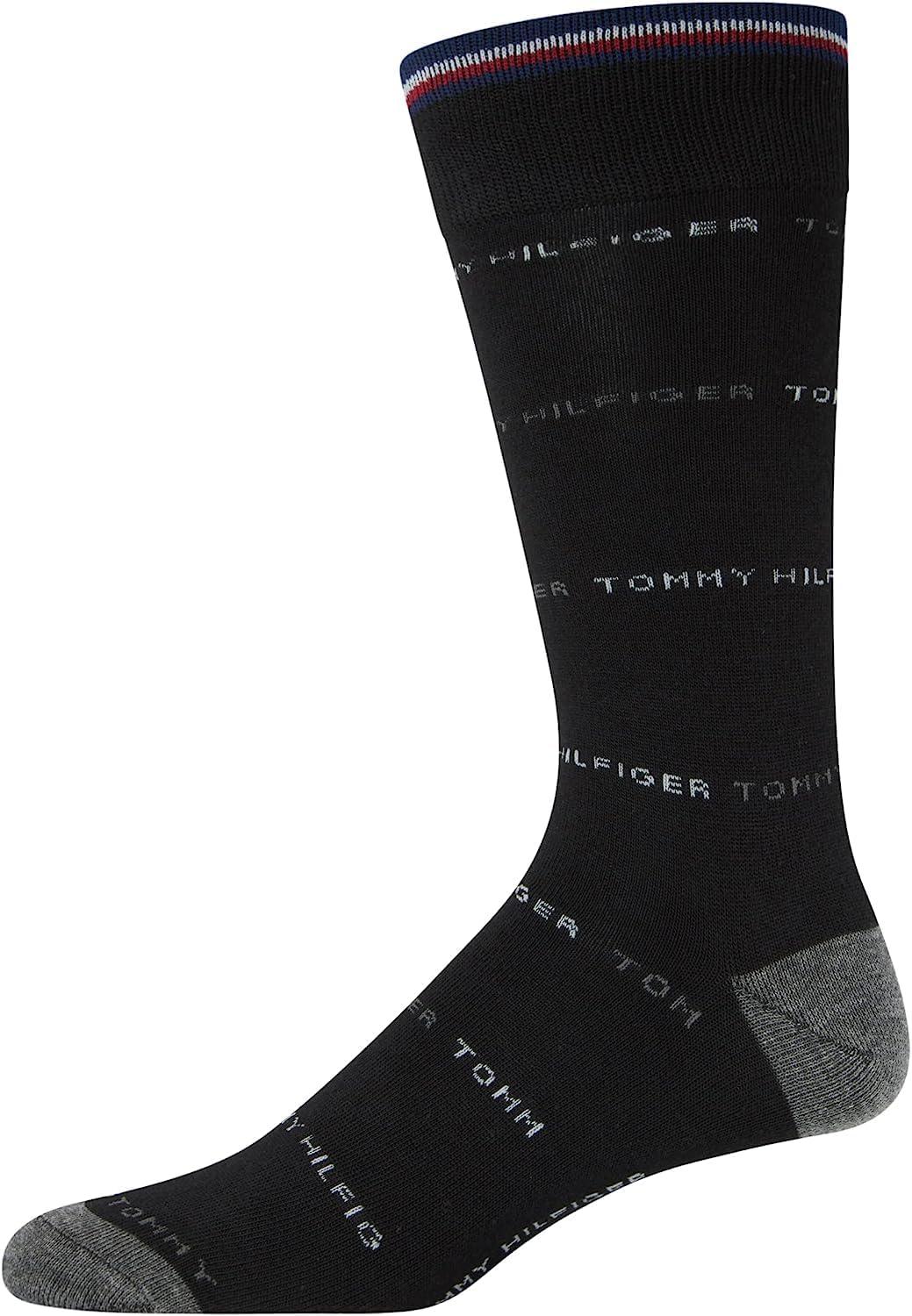 imageTommy Hilfiger Mens Reinforced Heel Cotton Dress Socks 4PackBlackGrey