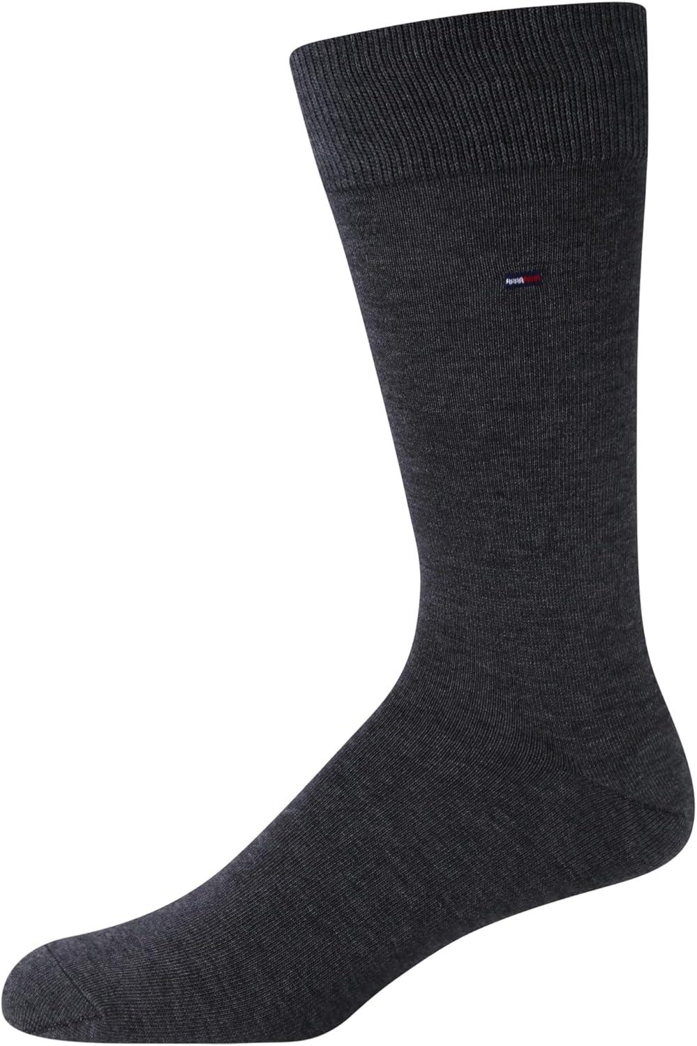 imageTommy Hilfiger Mens Reinforced Heel Cotton Dress Socks 4PackBlackGrey Solid