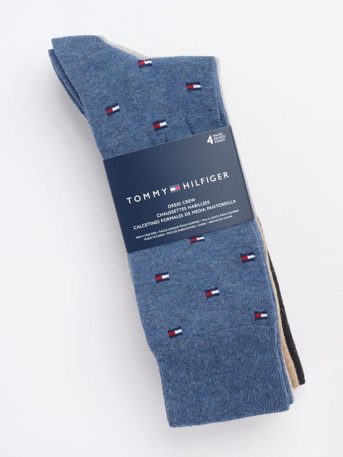 imageTommy Hilfiger Mens Reinforced Heel Cotton Dress Socks 4PackDenim