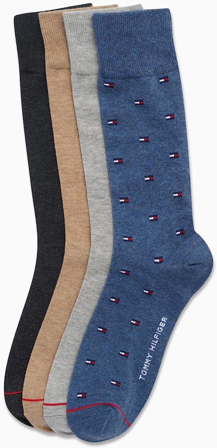 imageTommy Hilfiger Mens Reinforced Heel Cotton Dress Socks 4PackDenim