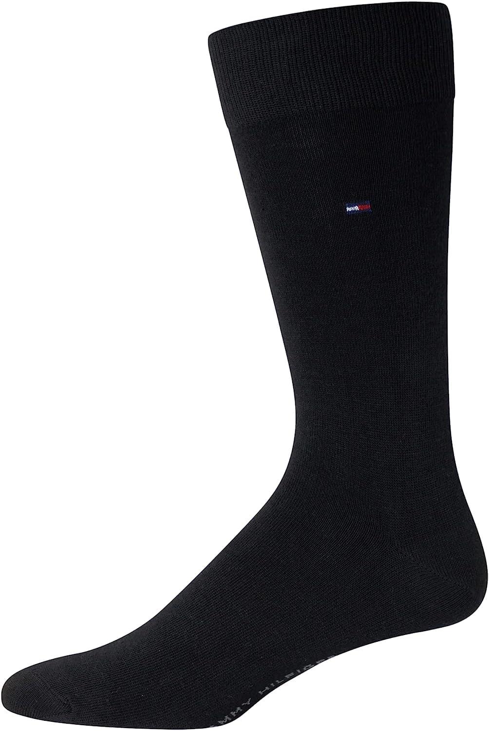 imageTommy Hilfiger Mens Reinforced Heel Cotton Dress Socks 4PackGrey Assorted