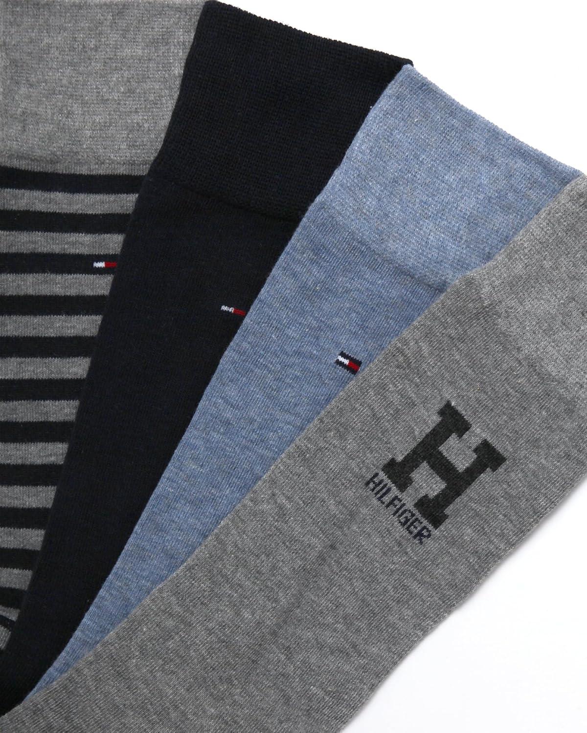 imageTommy Hilfiger Mens Reinforced Heel Cotton Dress Socks 4PackHeather Grey Assorted