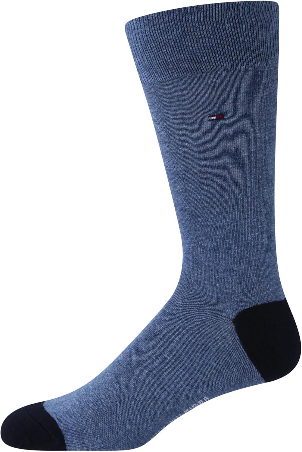 imageTommy Hilfiger Mens Reinforced Heel Cotton Dress Socks 4PackNavy Assorted