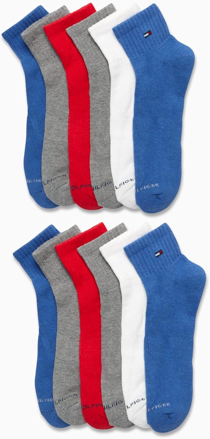 imageTommy Hilfiger Mens Socks Cushion Quarter Cut Ankle Socks 12 PackAssorted