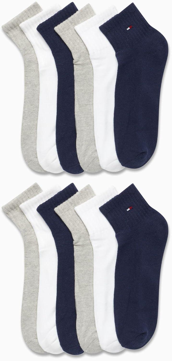 imageTommy Hilfiger Mens Socks Cushion Quarter Cut Ankle Socks 12 PackNavy Multi