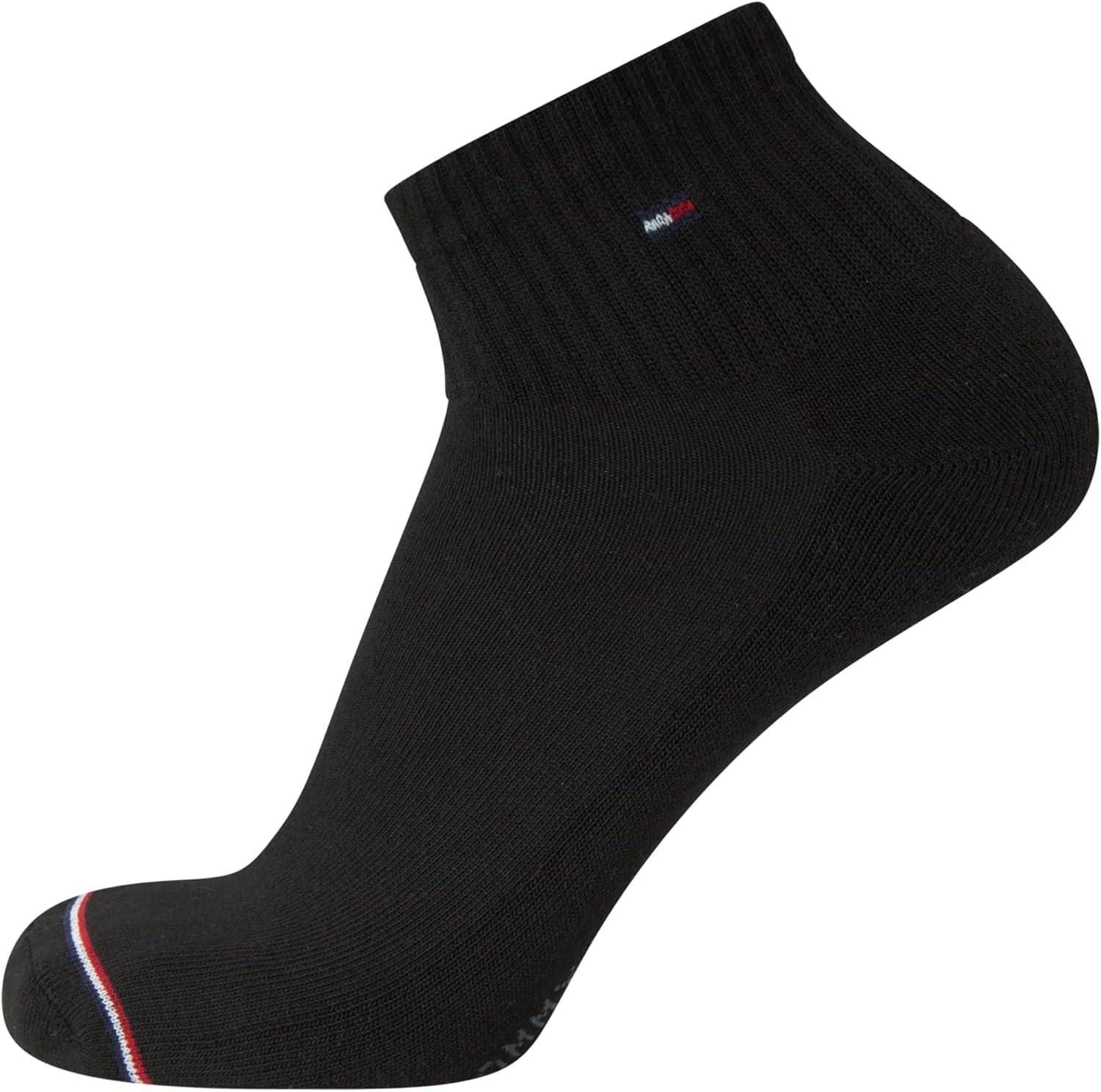 imageTommy Hilfiger Mens Socks Cushion Quarter Cut Ankle Socks 12 PackSolid Black