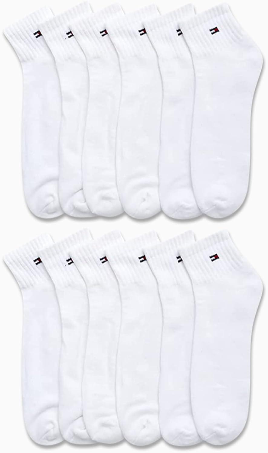 imageTommy Hilfiger Mens Socks Cushion Quarter Cut Ankle Socks 12 PackWhite