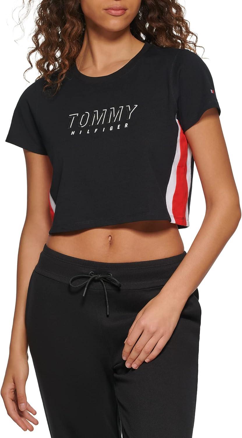 imageTommy Hilfiger Womens Color block Graphic Baby TeeBlack