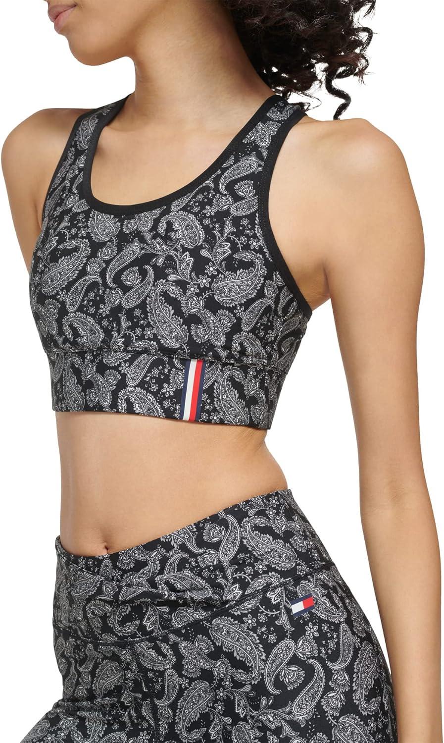 imageTommy Hilfiger Womens Racerback Performance Sports BraBlack Multi