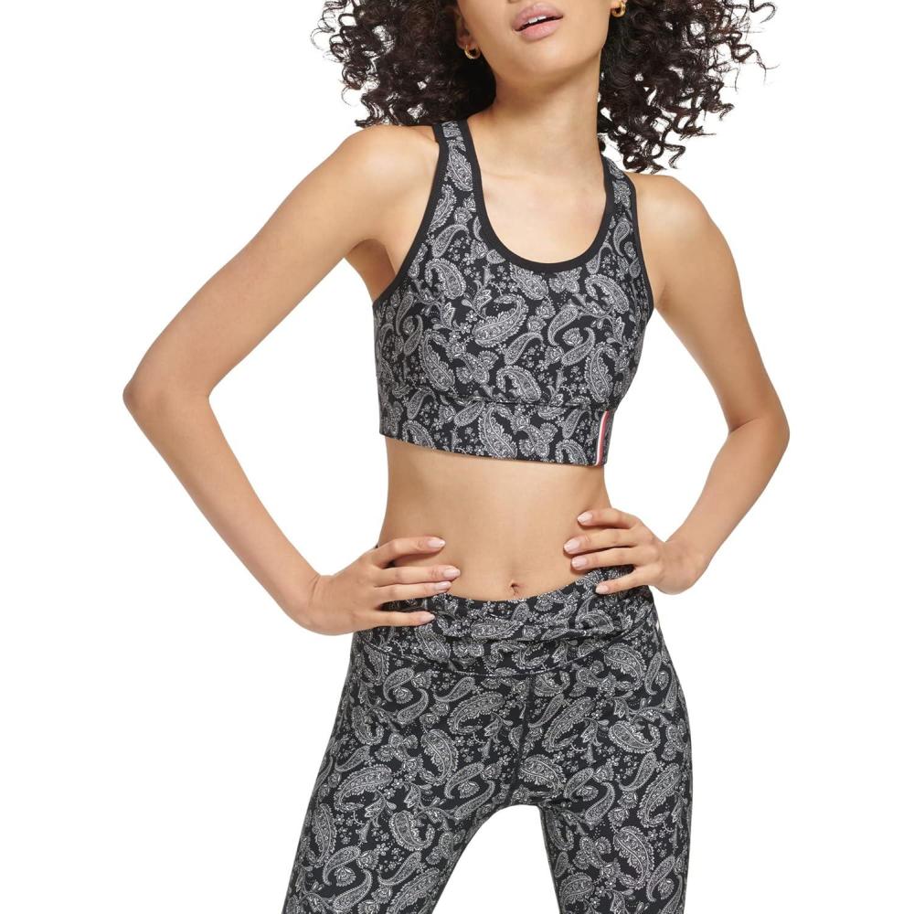 imageTommy Hilfiger Womens Racerback Performance Sports BraBlack Multi