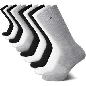 Tommy Hilfiger Men’s Athletic Cushioned Crew Socks (10 Pack)(Grey Assorted)