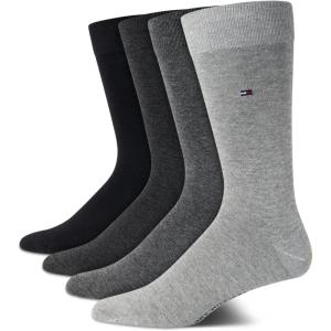 Tommy Hilfiger Men’s Reinforced Heel Cotton Dress Socks (4-Pack)(Grey Assorted)