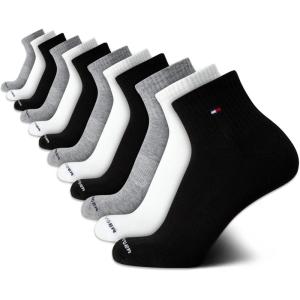 Tommy Hilfiger Men’s Socks – Cushion Quarter Cut Ankle Socks (12 Pack)(Grey Assorted)