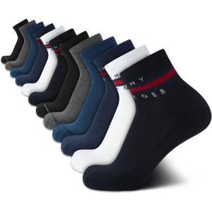 Tommy Hilfiger Men’s Socks – Cushion Quarter Cut Ankle Socks (12 Pack)(Navy Assorted)