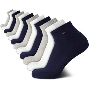 Tommy Hilfiger Men’s Socks – Cushion Quarter Cut Ankle Socks (12 Pack)(Navy Multi)