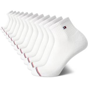 Tommy Hilfiger Men’s Socks – Cushion Quarter Cut Ankle Socks (12 Pack)(Solid White)