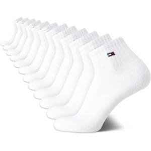 Tommy Hilfiger Men’s Socks – Cushion Quarter Cut Ankle Socks (12 Pack)(White)