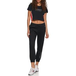 Tommy Hilfiger Women’s Color block Graphic Baby Tee(Black)