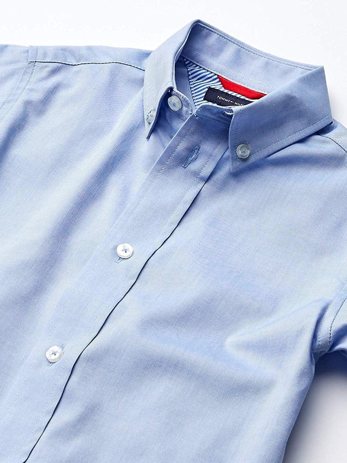 imageTommy Hilfiger Boys Short Sleeve Pinpoint Oxford Collar Shirt School UniformsBlue