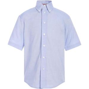 Tommy Hilfiger Boys Short Sleeve Pinpoint Oxford Collar Shirt, School Uniforms(Blue)