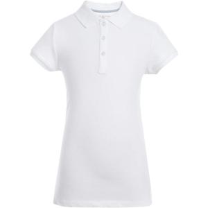 Tommy Hilfiger girls Short Sleeve Big Girls Fit Stretch Pique Polo Shirt, Kids School Uniform Clothes(White)
