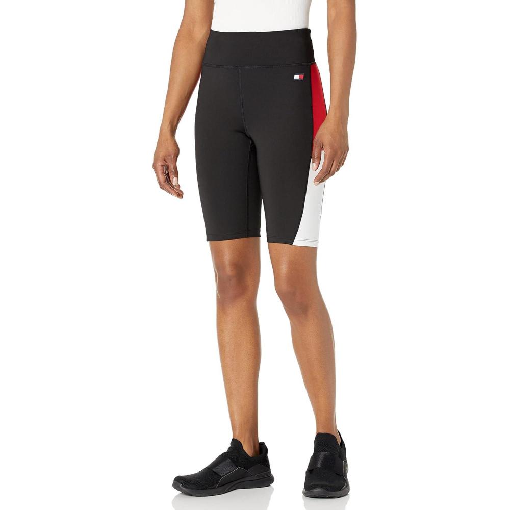 imageTommy Hilfiger Womens Color block Compression Biker ShortBlack