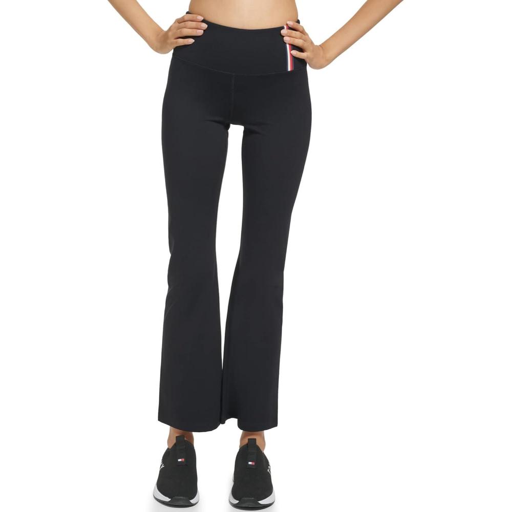 imageTommy Hilfiger Womens High Rise Wide Leg Yoga PantBlack