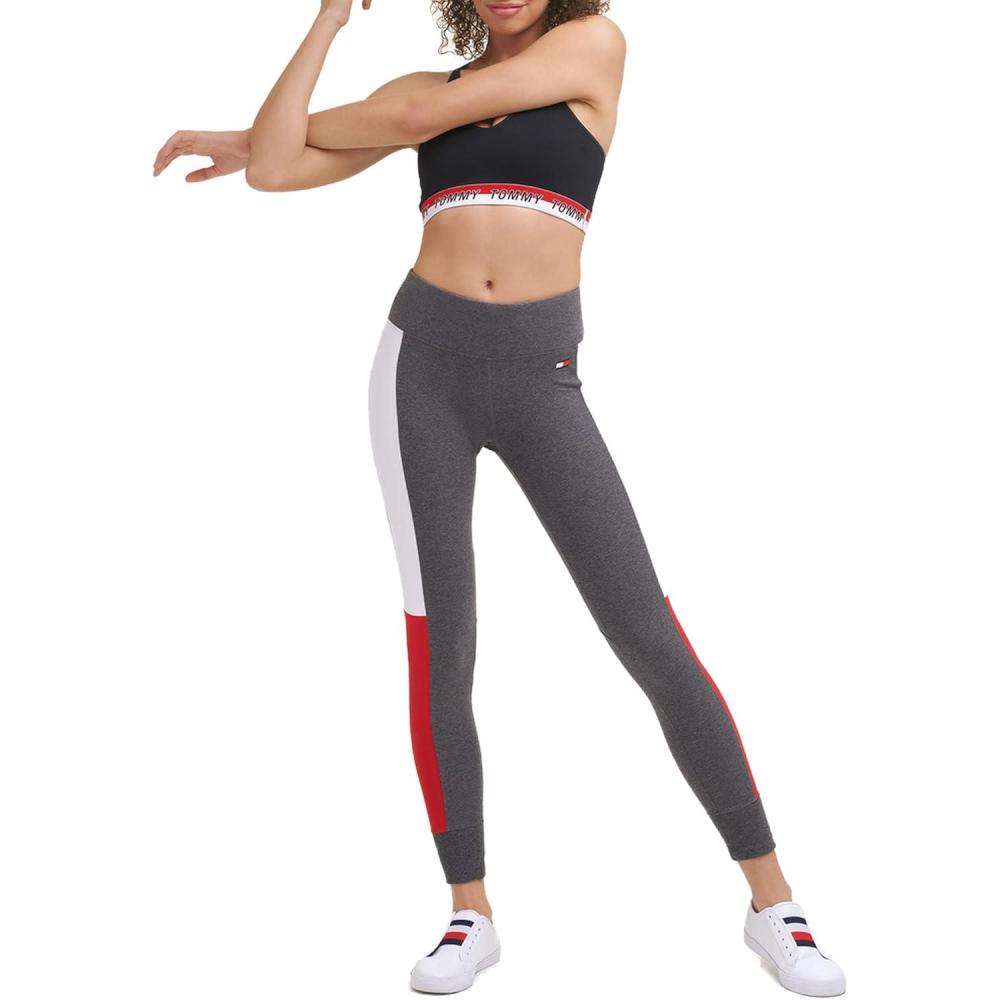 imageTommy Hilfiger Womens Performance High Rise Flag Blocked LeggingStorm Heather