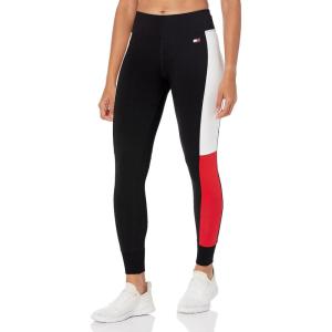 Tommy Hilfiger Womens Performance High Rise Flag Blocked Legging(Black)