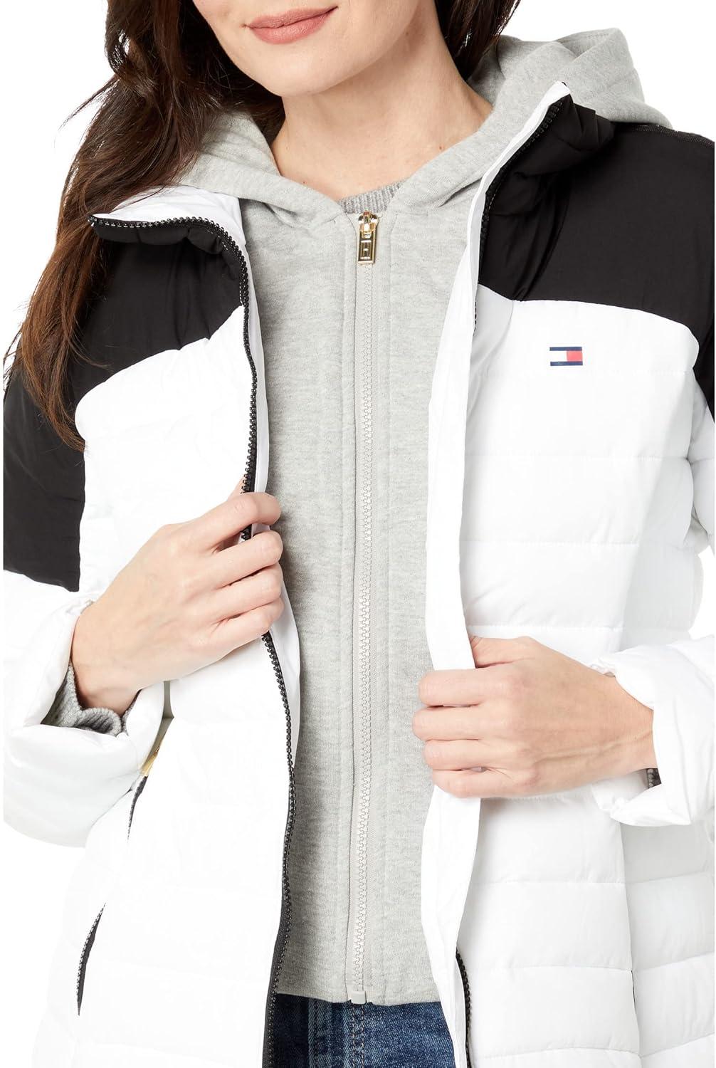 imageTommy Hilfiger womens Hooded Packable With LogoBright WhiteBlack