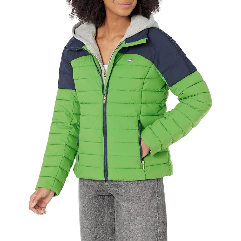 imageTommy Hilfiger womens Hooded Packable With LogoNew Leaf Multi