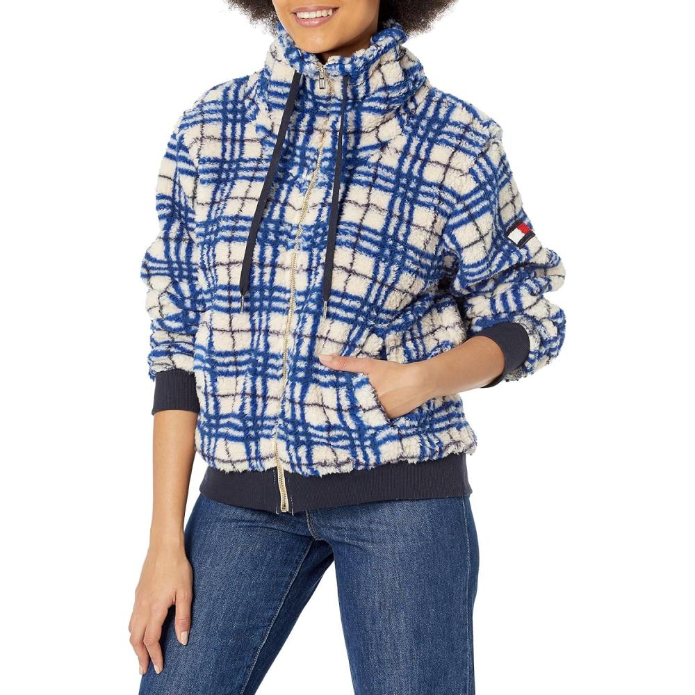imageTommy Hilfiger womens Sherpa BomberLight Heather Fawn Multi
