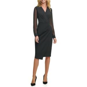Tommy Hilfiger Pleated Short Sleeve Scuba Crepe Dress(Black)