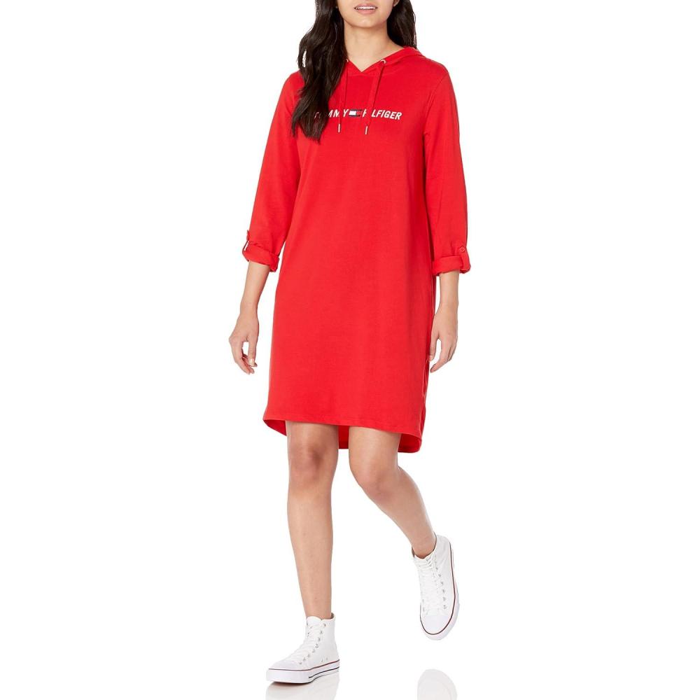 imageTommy Hilfiger Womens Tommy Hilfiger Womens Short Sleeve Tie Die DressScarlet
