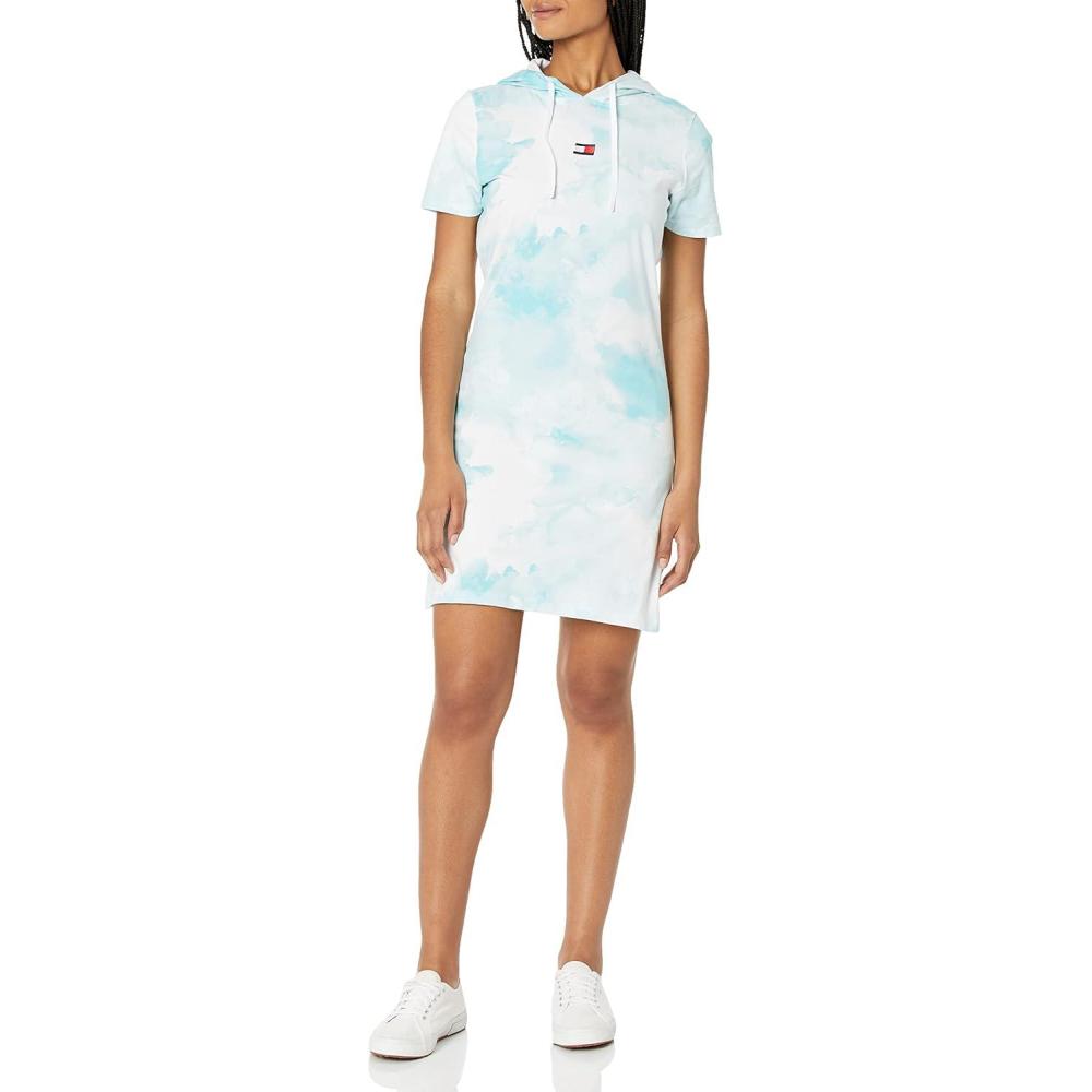 imageTommy Hilfiger Womens Tommy Hilfiger Womens Short Sleeve Tie Die DressTurquoise Tonic