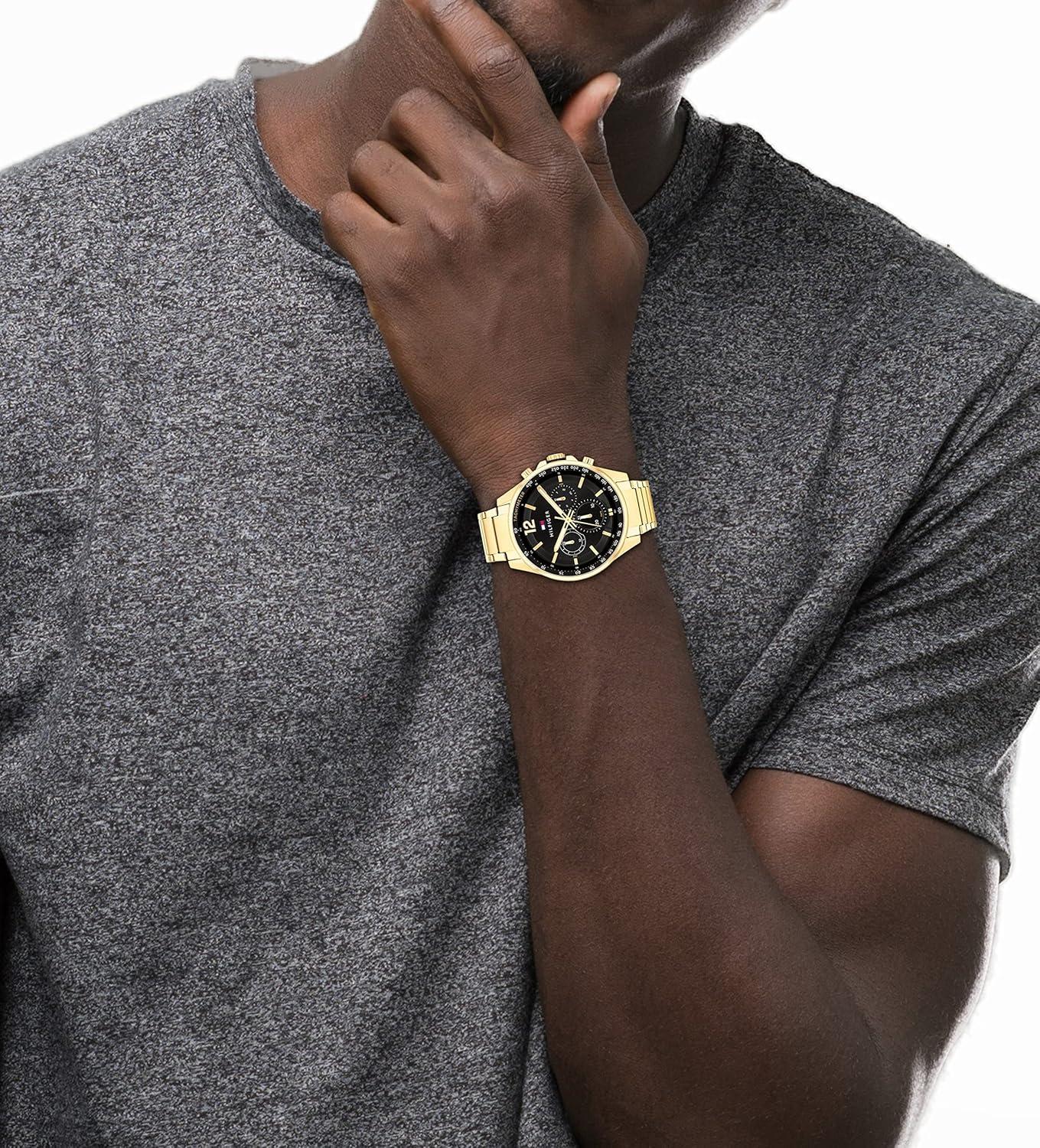 imageTommy Hilfiger Mens Multifunction Gold Ionic Plated and Link Bracelet Watch Color Gold Plated Model 1791974